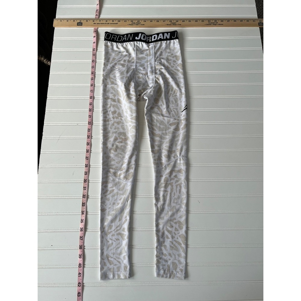 Jordan Dri-FIT Compression Tights Leggings White Geometric Youth Size L Athletic